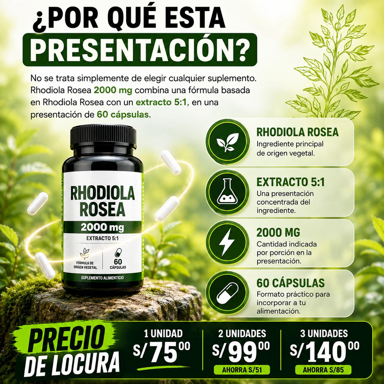 Rhodiola -Potencia tu día con una fórmula de alta calidad